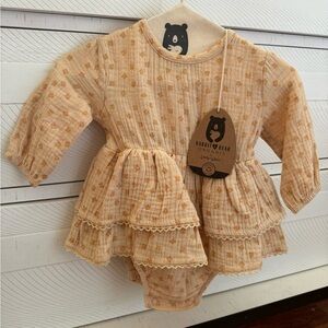 Rabbit and Bear Organic floral Dress with matching hat 3-6M BNWT